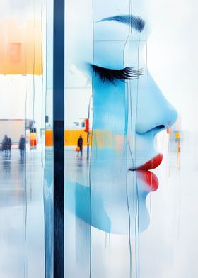 Woman's Face Through Glass