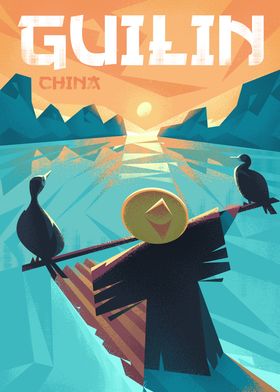 Guilin, China Travel Poster