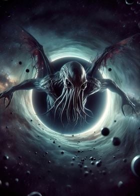 Cthulhu emerging from a Black Hole