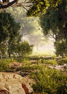 Sunlit Forest Path