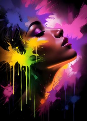 Woman in Colorful Splashes