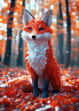 Low Poly Fox in Autumn