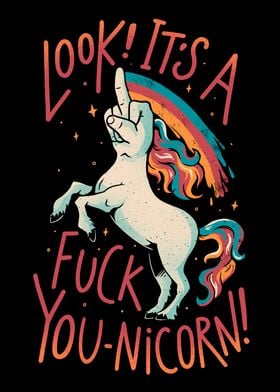 F-You Unicorn - Funny Sarcasm Dark Humor Finger Unicorn Gift