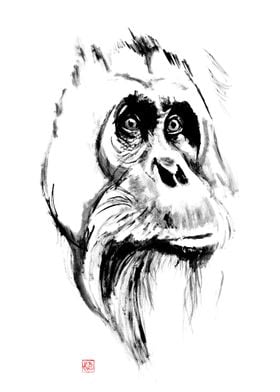 Orangutan Ink Painting