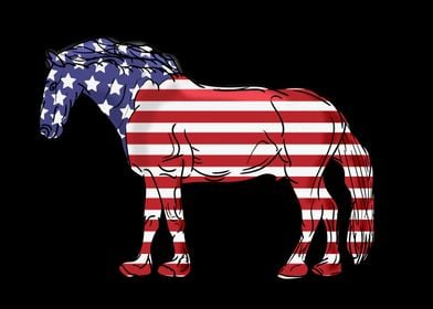 Horse Riding Lover USA Flag 4th Of July Horse