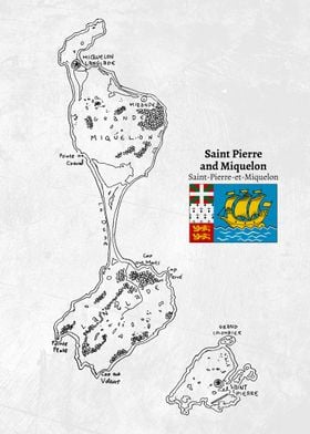 Handdrawn Map of Saint Pierre and Miquelon