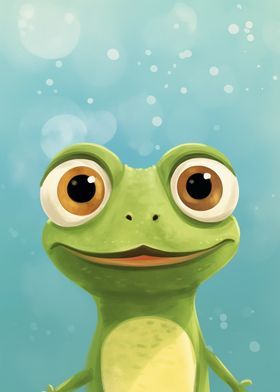 Cute Green Frog Illustration