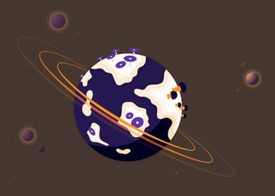 Purple Planet with Rings