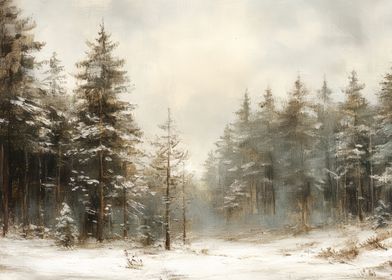 Winter Forest meadow Painting