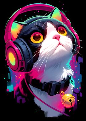 Cat in Headphones