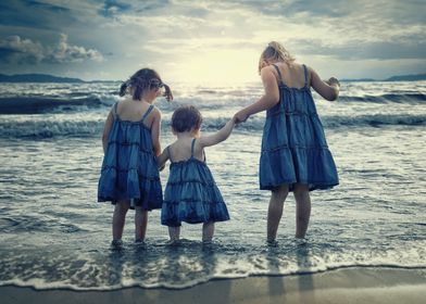 Three Girls on the Beach