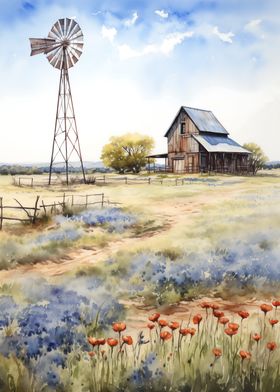 Rustic Barn and Windmill