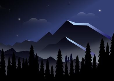 Night Mountain Landscape