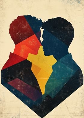 Silhouette Queer Couple Kiss