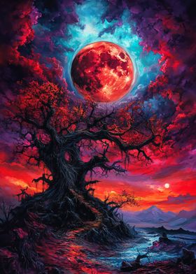 Red Moon Landscape