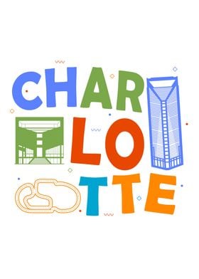 Charlotte City Souvenir Gift Carolina Skyline Charlotte