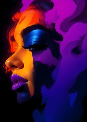 Abstract Portrait with Bold Colors