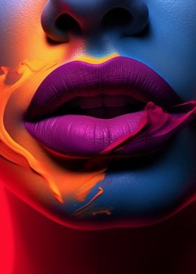 Purple Lips with Paint