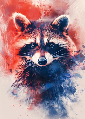 Raccoon Watercolor Portrait