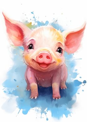 Cute Piglet Watercolor