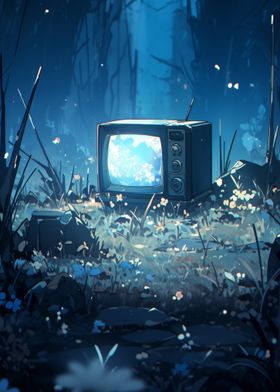 Vintage TV in Forest