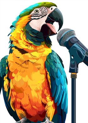 Singing Parrot with Microphone