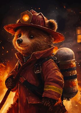 Brave Firefighter Bear