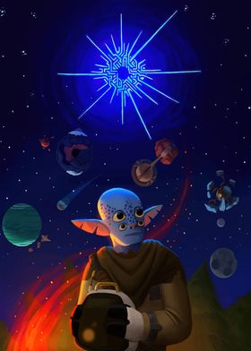 Spacefarer Gazing at Stars