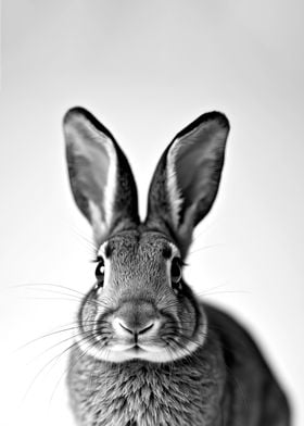 Black and White Rabbit Portrait