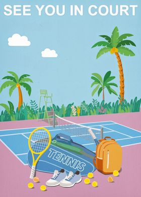 Tennis Court Illustration