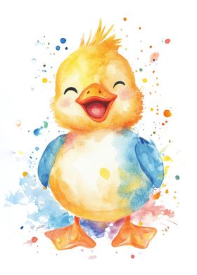 Smiling Duckling Watercolor