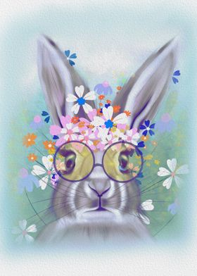 Springtime Rabbit with a Bittersweet Tear and Floral Crown