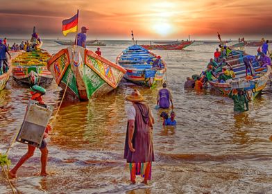 Sunset Fishing Boats