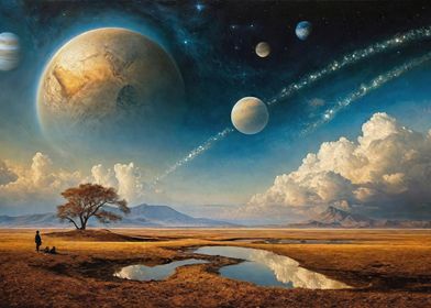 Alien Landscape with Planets