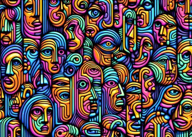 Abstract Faces Pattern