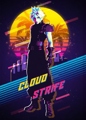 Cloud Strife Retro Art