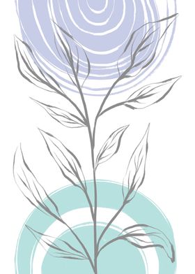 Blue Minimalist Plant Art