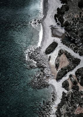 Aerial View of Coastline in Greece