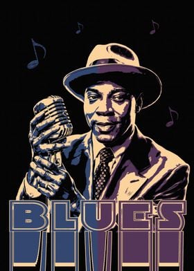 Blues Singer with Microphone