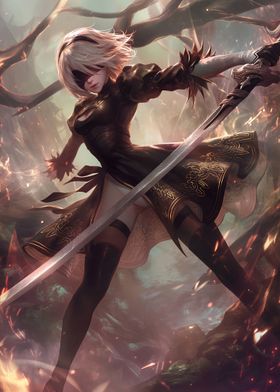 2B Nier Automata Art