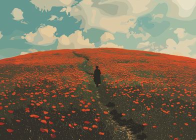 Man in Poppy Field