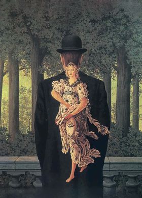 Rene Magritte Surreal Woman in Man's Back