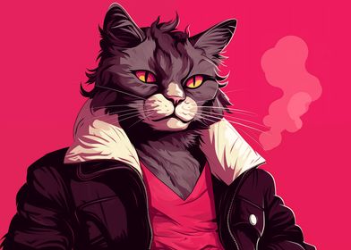 Cool Cat in Leather Jacket