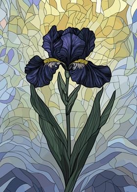 Stained Glass Purple Iris