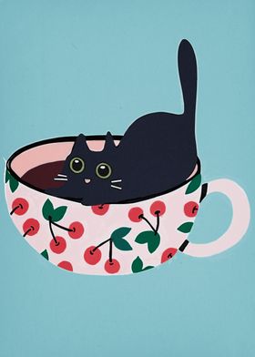 Black Cat in Teacup