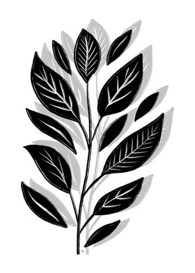 Nordic Black and White Leaf Branch