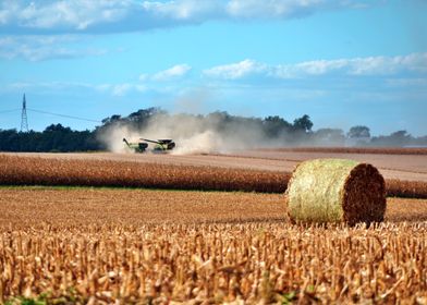 Harvesting Hay in a Field