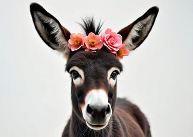 Donkey with Flower Crown