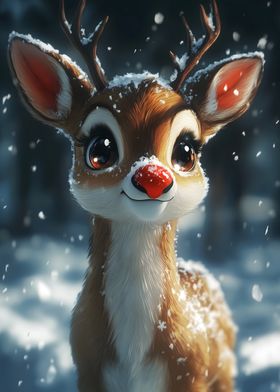 Cute Reindeer in Snow