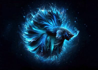 Blue Betta Fish Art